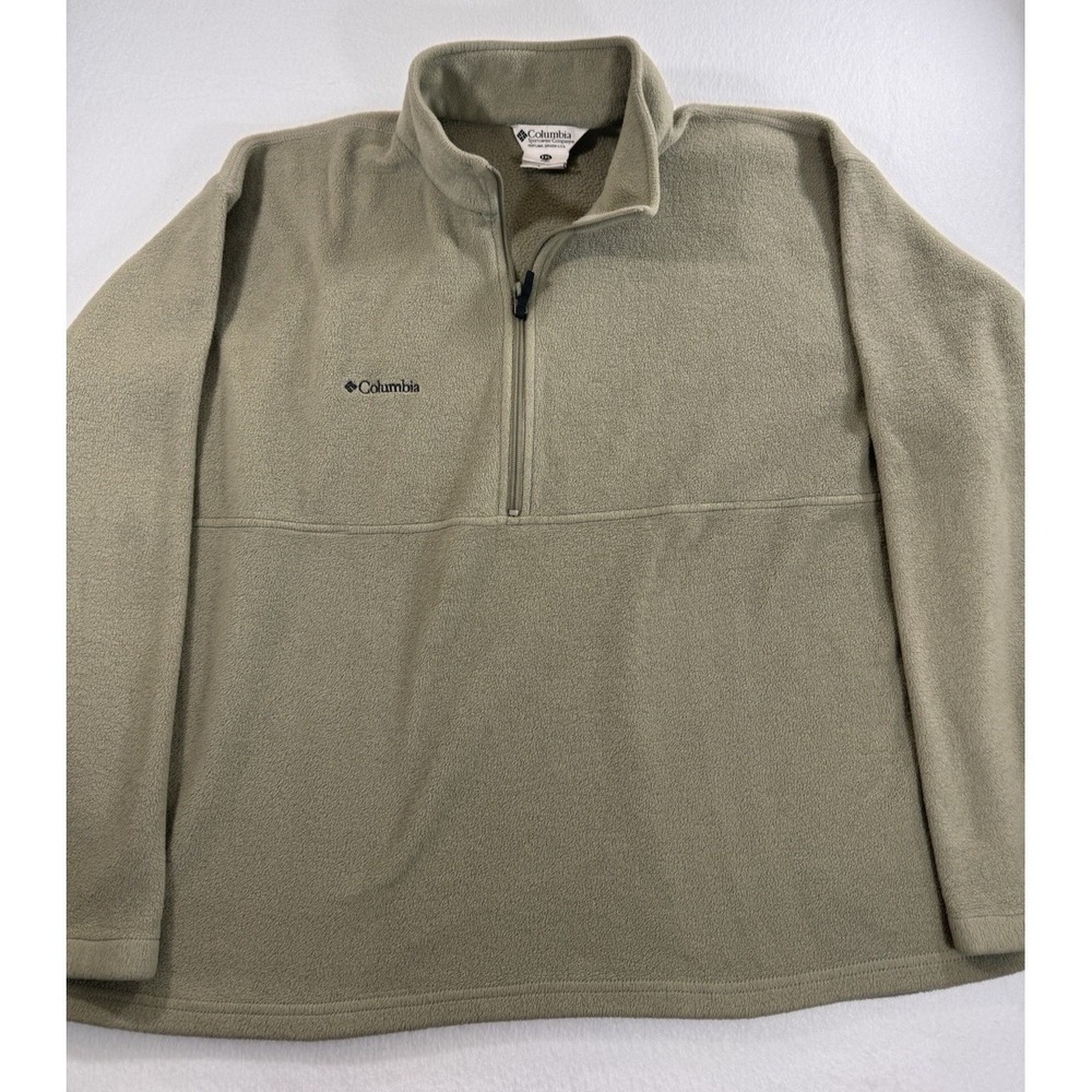 Columbia Mens 2XL Beige Fleece 1/2 Zip Pullover Sweater Outdoor Hiking Relaxed